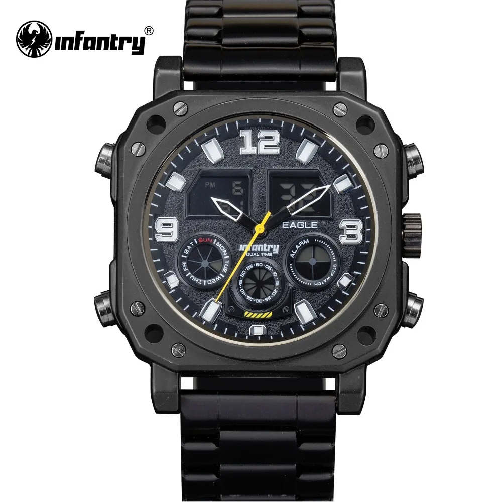 

INFANTRY Military Watch Men LED Digital Wristwatch Mens Watches Top Brand Sport Tactical Black Stainless Steel Relogio Masculino