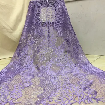 

African Lace Fabrics Purple Embroidered High Quality Laces Appliques Net Lace Fabric 2019 French Tulle Lace for dress x83-28