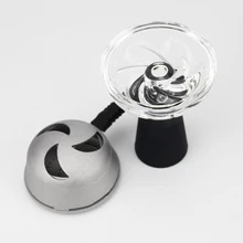 Сочетание силиконовый кальян чаша с полумесячным держателем угля Narguile Sheesha Chicha стеклянная табачная чаша металлический кальян