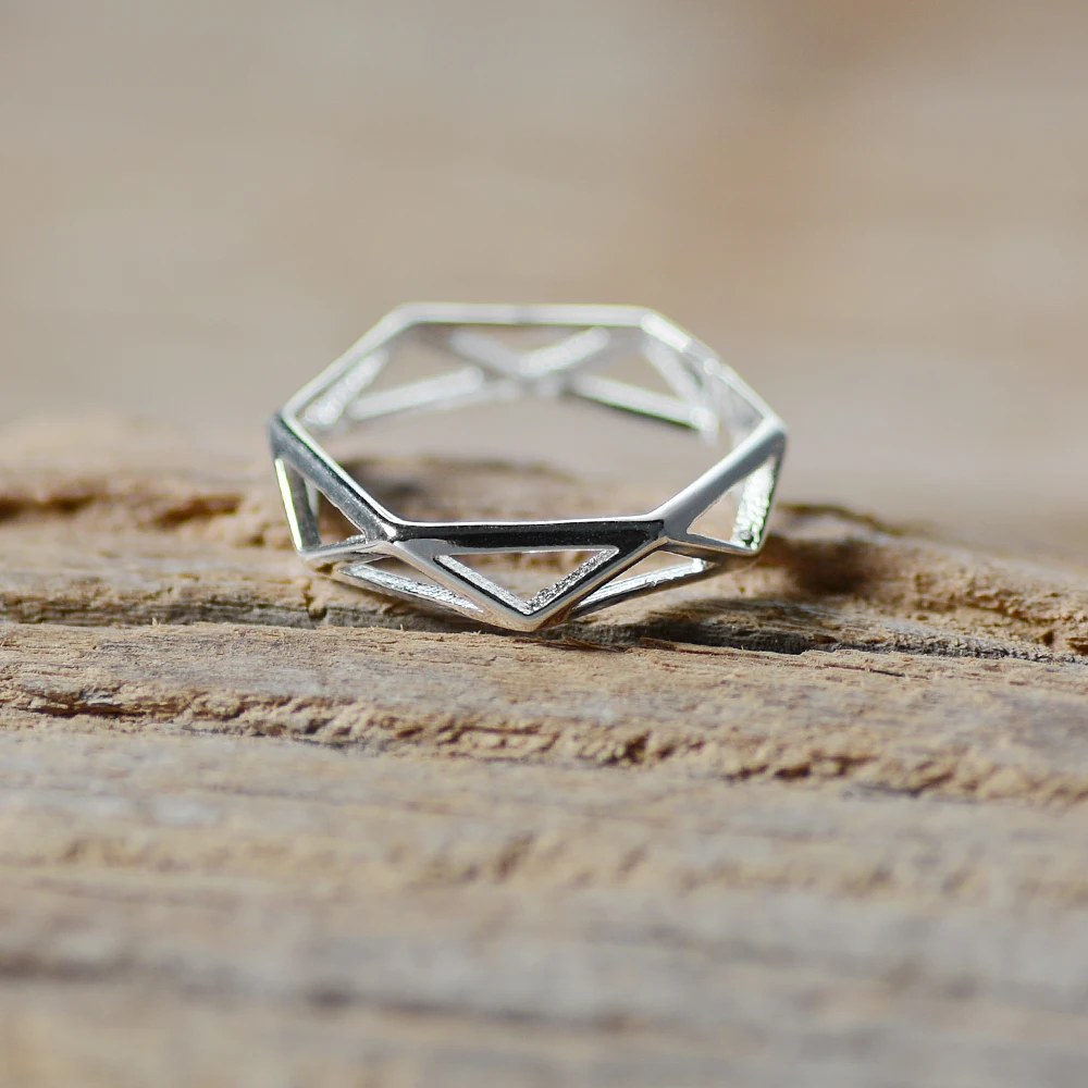 

Simple Retro Geometric Ring 925 Sterling Silver Rings For Women Jewelry Open Rings SS-035
