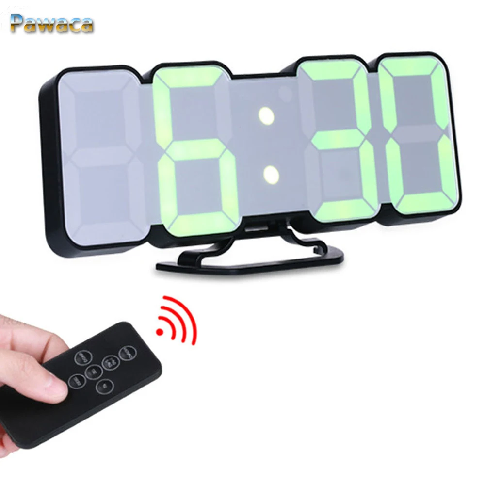 

Remote Voice Control 3D LED Digital Alarm Clock Display Time Date Temperature In 115 Colors For Desktop Wall Clock Home Decor