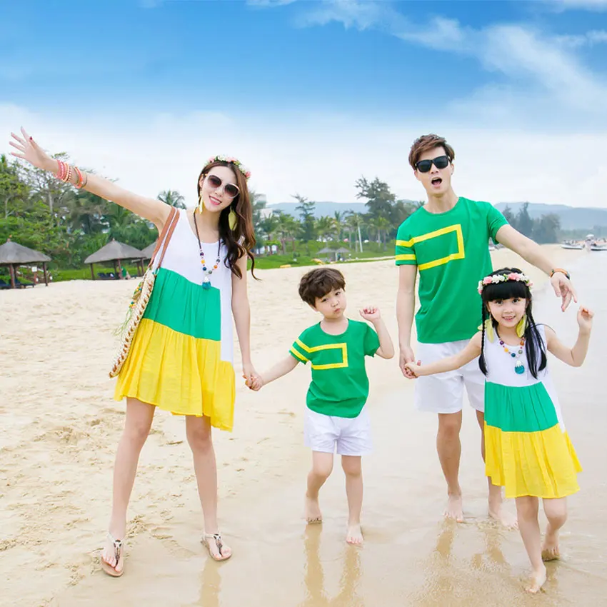 Family Matching Clothes Beach Chiffon Striped Girls Dress Father Son T Shirts+shorts Sets ... Family Matching Clothes Beach Chiffon Striped Girls Dress Father Son T Shirts+shorts Sets ...