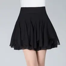 Летние новые женские плиссированные юбки сплошной черный цвет плюс размер слои шифоновые женские юбки Дамская мини-юбка