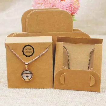 

1000 pcs per lot kraft/black necklace pendant packing card with back folded jewelry display card 63*63cm Custom Your Own Logo