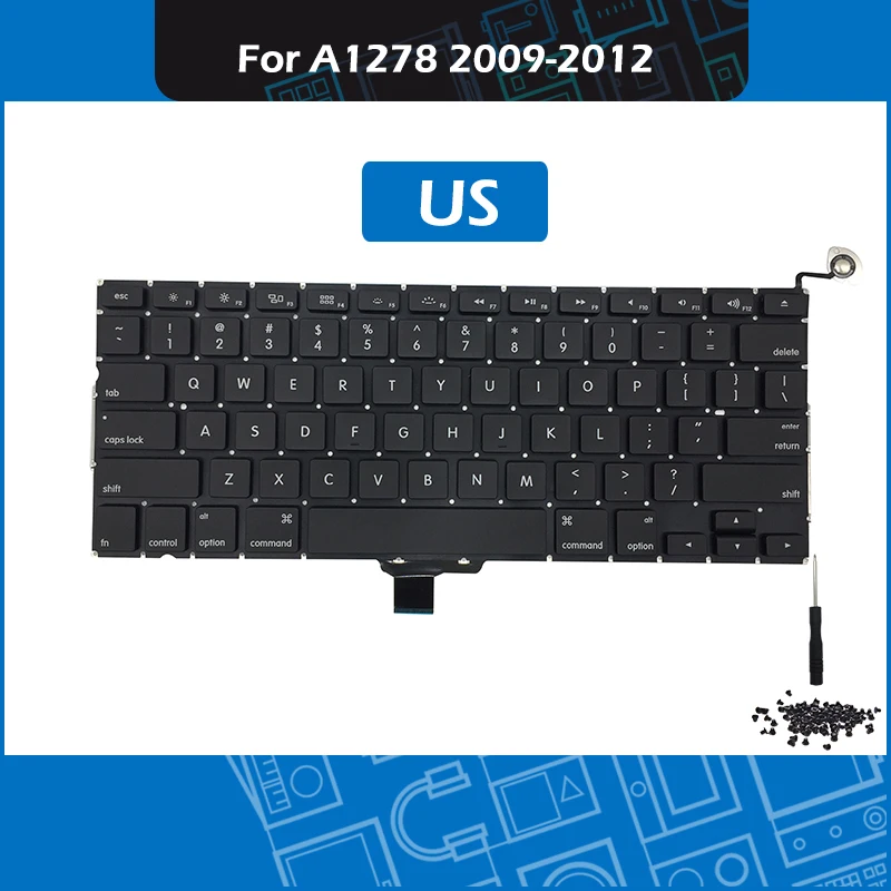 

A1278 US keyboard for Macbook Pro Unibody 13" Keyboard + Backlight + Screws and Tool 2009-2012