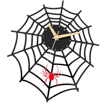 

Cool Large 36cm Creative DIY Wall Clock Spider Cobweb Sticker Time Watch, Analog Sweep Silently Non-ticking