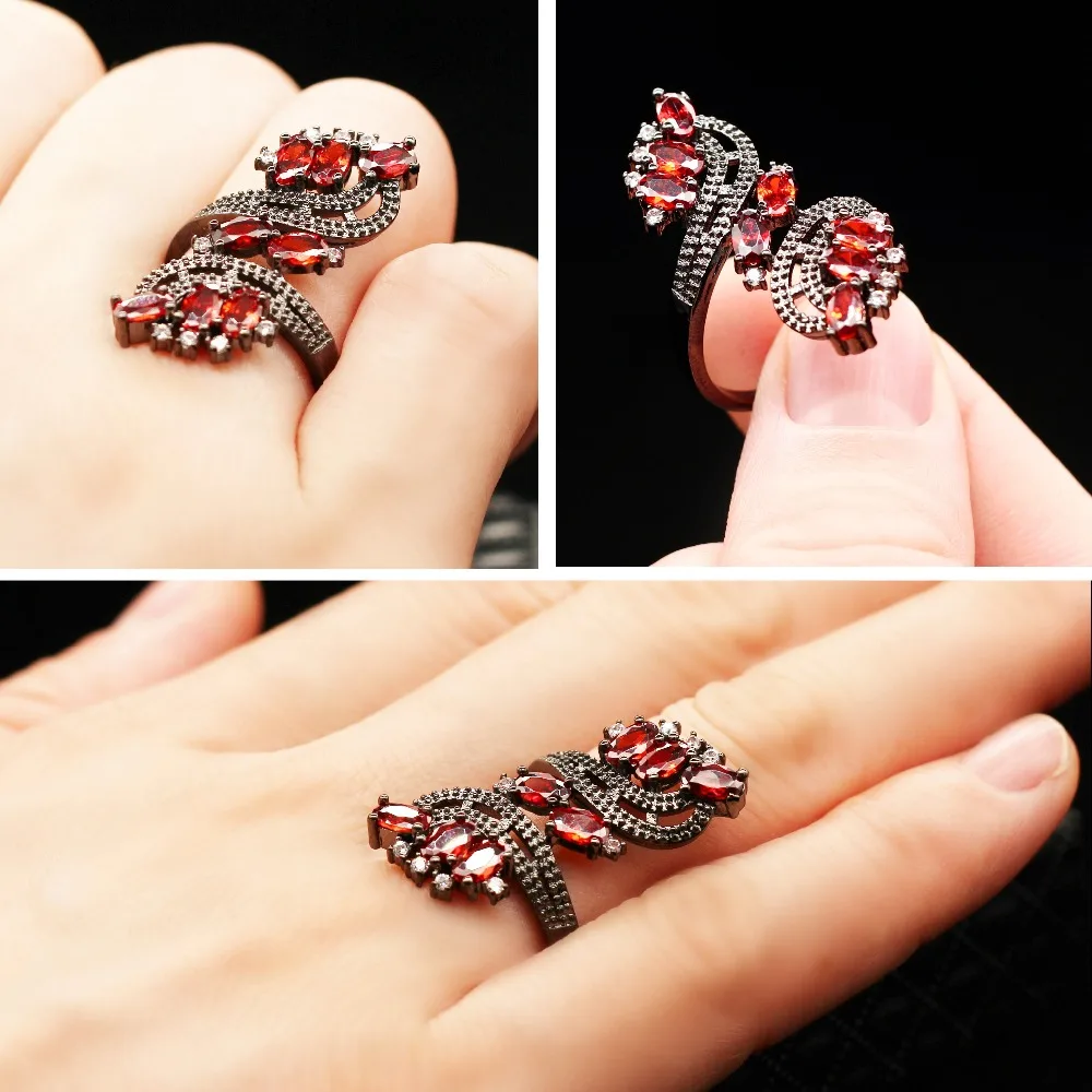 US сток Uloveido скидка 10% обручальные кольца для женщин с красным камнем, панк кольцо, Женские Ювелирные стразы, массивные кольца J656
