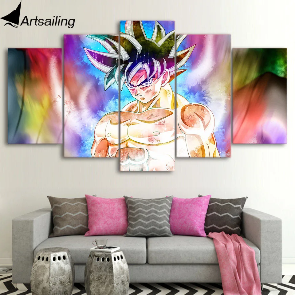 

ArtSailing 5 piece canvas art print dragon ball goku paintings home decor pictures for living room wall free shipping up-2220C