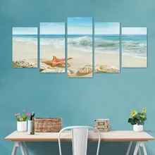 3D приморский пляж пять фотографий скандинавском стиле Фреска гостиная спальня минималистичный диван стены украшения дома живопись без рамки