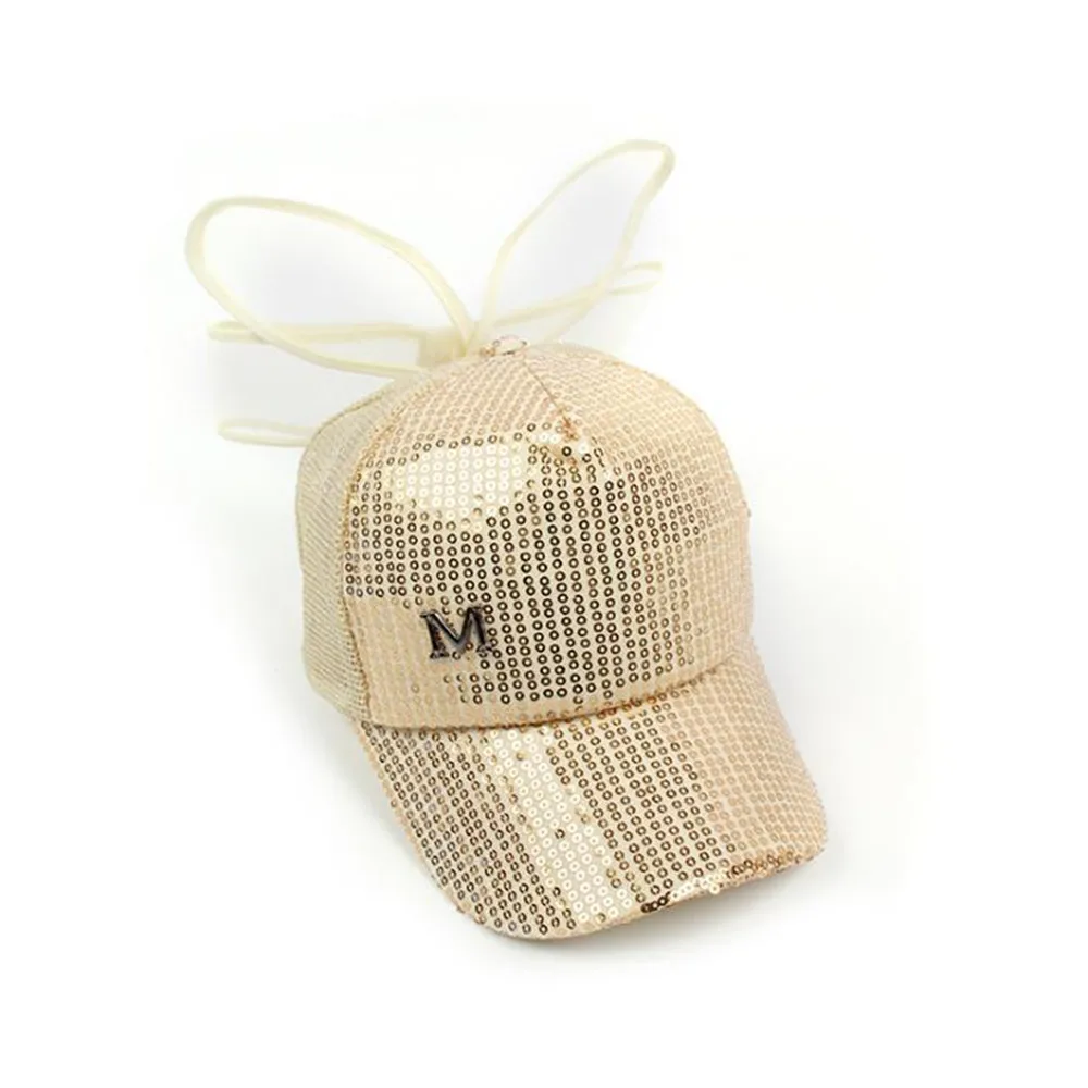 

Spring and Summer New Girl Korean Edition Butterfly-knot Sequined Mesh Baseball Cap Outdoor Sunshade Cap