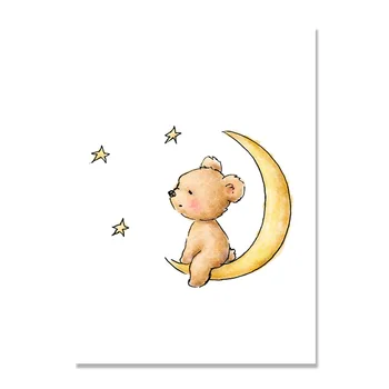 

Cute Brown Bear Kawai Cuadros Nordic Style Kids Decoration Baby Home Infantil Nordic Poster Wall Art Canvas Painting Unframed