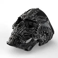 Gótico negro de acero inoxidable de Terror calavera alienígena anillos para los hombres Punk Rock de Tamaño 7-13