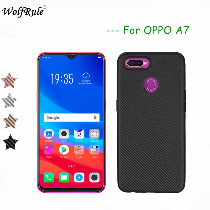 OPPO A7 Cases Cover Luxury Full Protection Carbon Fiber Soft TPU Case For Phone Fundas Capa 6.2&quot WolfRule |