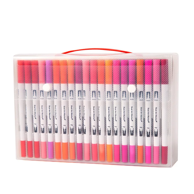 Kaufen 24 36 48 60 80 100 Pcs Pinsel Stift Marker Kunst für Kinder Zeichnung Malerei graffiti Wasser Farbe Weiche Plumones Manga Anime Bleistifte Set