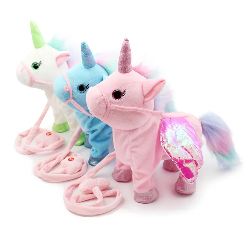 

35cm Electric Singing Walking Unicorn Plush Toy Stuffed Animal Toy Electronic Music Unicorn Toy For Children Christmas Gift S395
