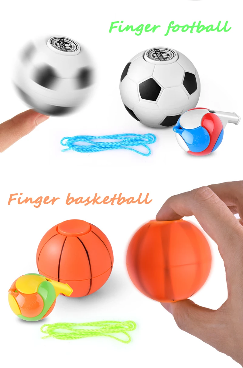 Stress Relief Toy Fidget Roller Spinner Basketball Football Finger Ball Toy With Whistle Relief Stress Funny kinetic spinningtop