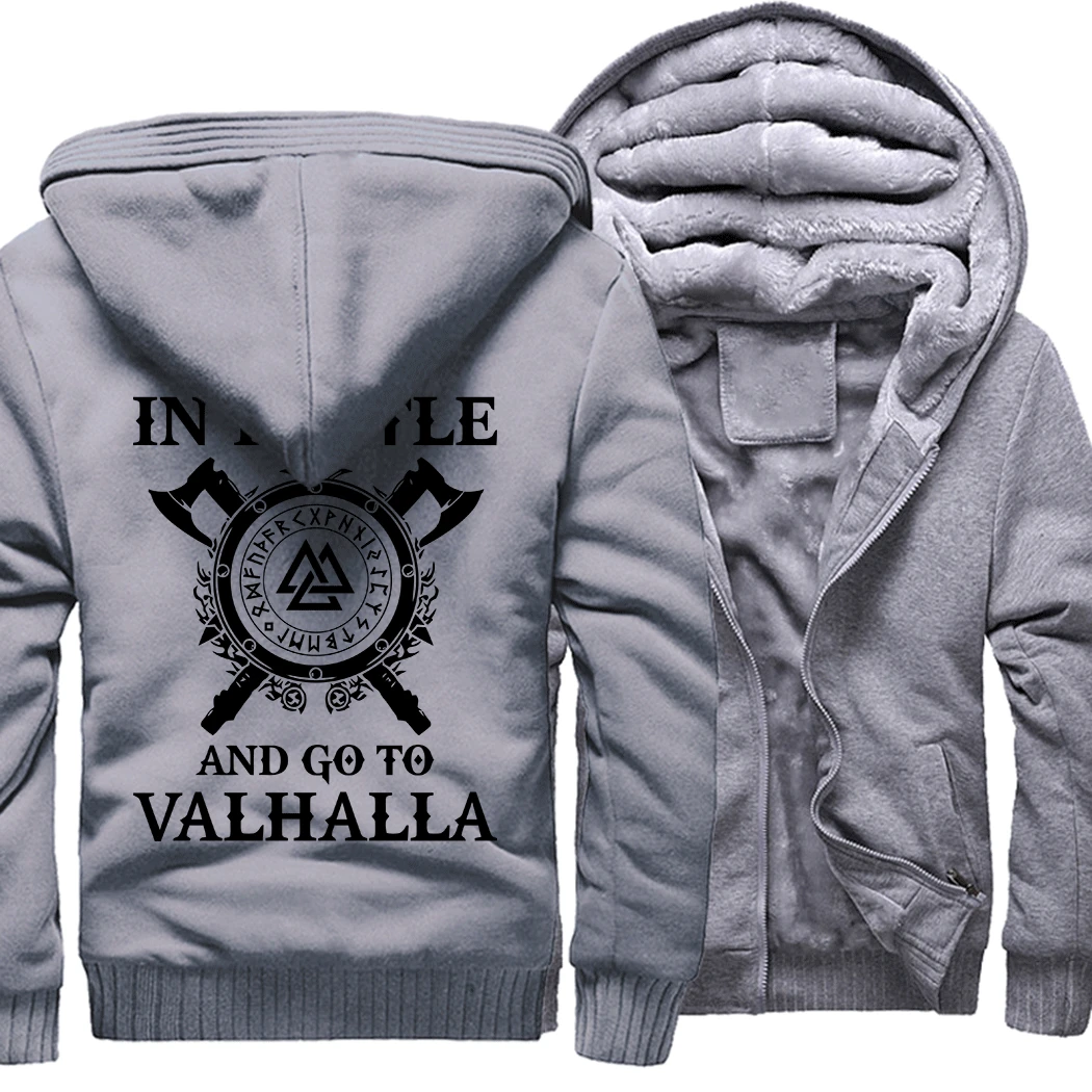 gray Зимние Утепленные толстовки с капюшоном Odin Viking мужские повседневные шерстяные лайнер Брендовые спортивные костюмы хип-хоп модные куртки Vikings Odin - Цвет: gray