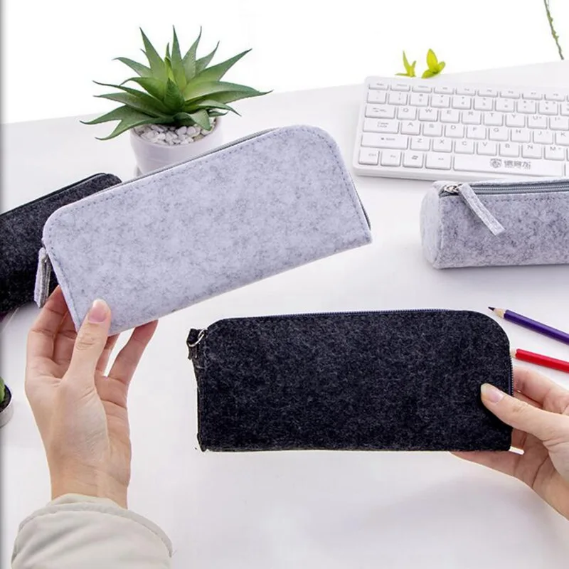 Multifunction Felt Material Cosmetic Bag Handbag Pillow Shape Travel Makeup Storage Bag Zipper Wash Organizer Students Bags