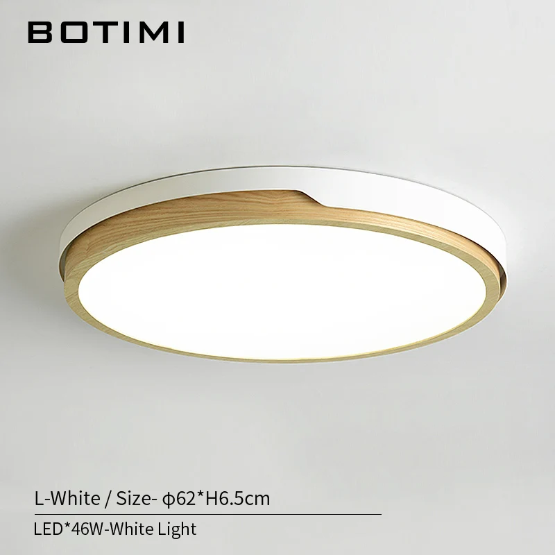 BOTIMI 220 В светодиодный белый круглый потолочный светильник в скандинавском стиле, настенный светильник для спальни, гостиной, деревянной кухни, осветительный прибор - Цвет корпуса: L-White-White Light