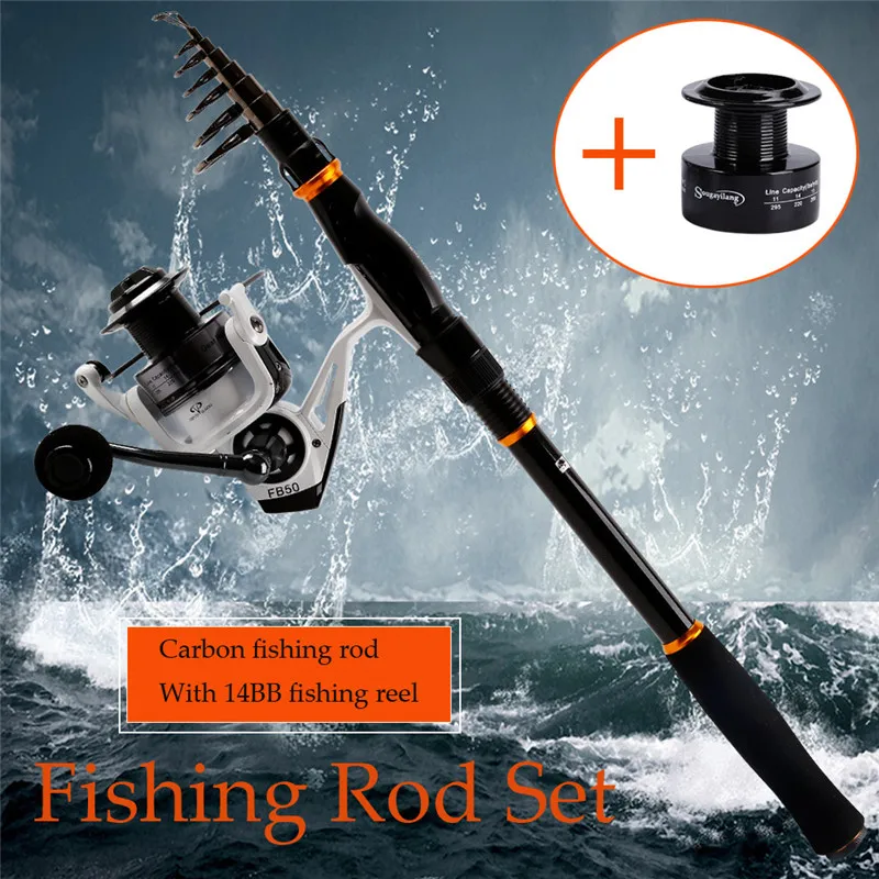 Lixada Telescopic Fishing Rod Reel Combo Full Kit Spinning Fishing Reel Rod 100m Fishing Line Lures