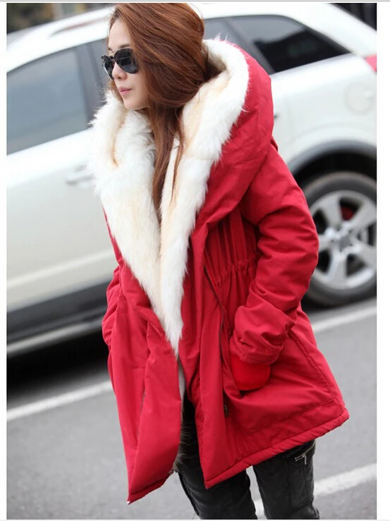 

2015 New Winter Wool Jacket Women Coat Warm Casual Girls Outwear Ladies Overcoat Fur Collar Down&Parkas