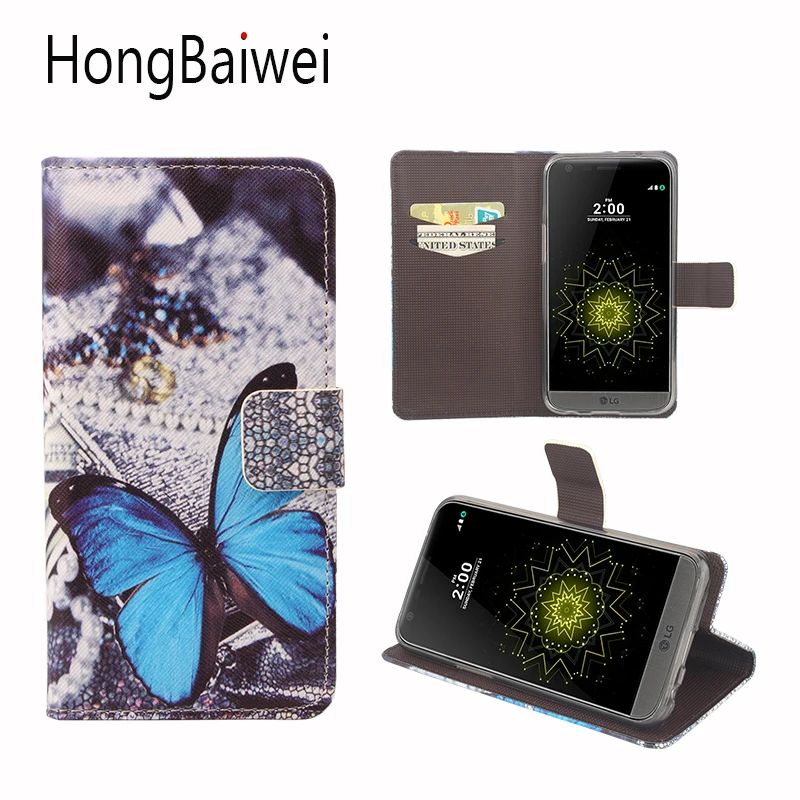 

HongBaiwei For LG LV5 Case Fashion Girl Butterfly Pattern Flip Leather Wallet Phone Bag Case for LG LV5
