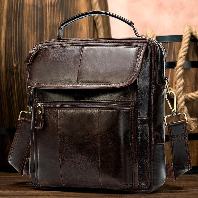 

Genuine Leather Messenger/Shoulder Bags Male Small Vintage oil wax cowhide Men's Office Briefcase Male handbags 6 colors