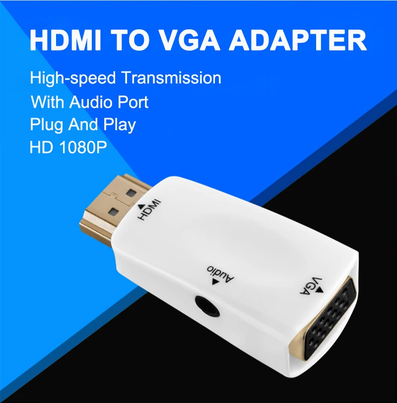 2017 Лидер продаж HDMI To VGA Adapter мужчин и женщин HDMI конвертер кабель с аудио кабель Поддержка 3D HD 1080 P для HD ТВ портативных ПК