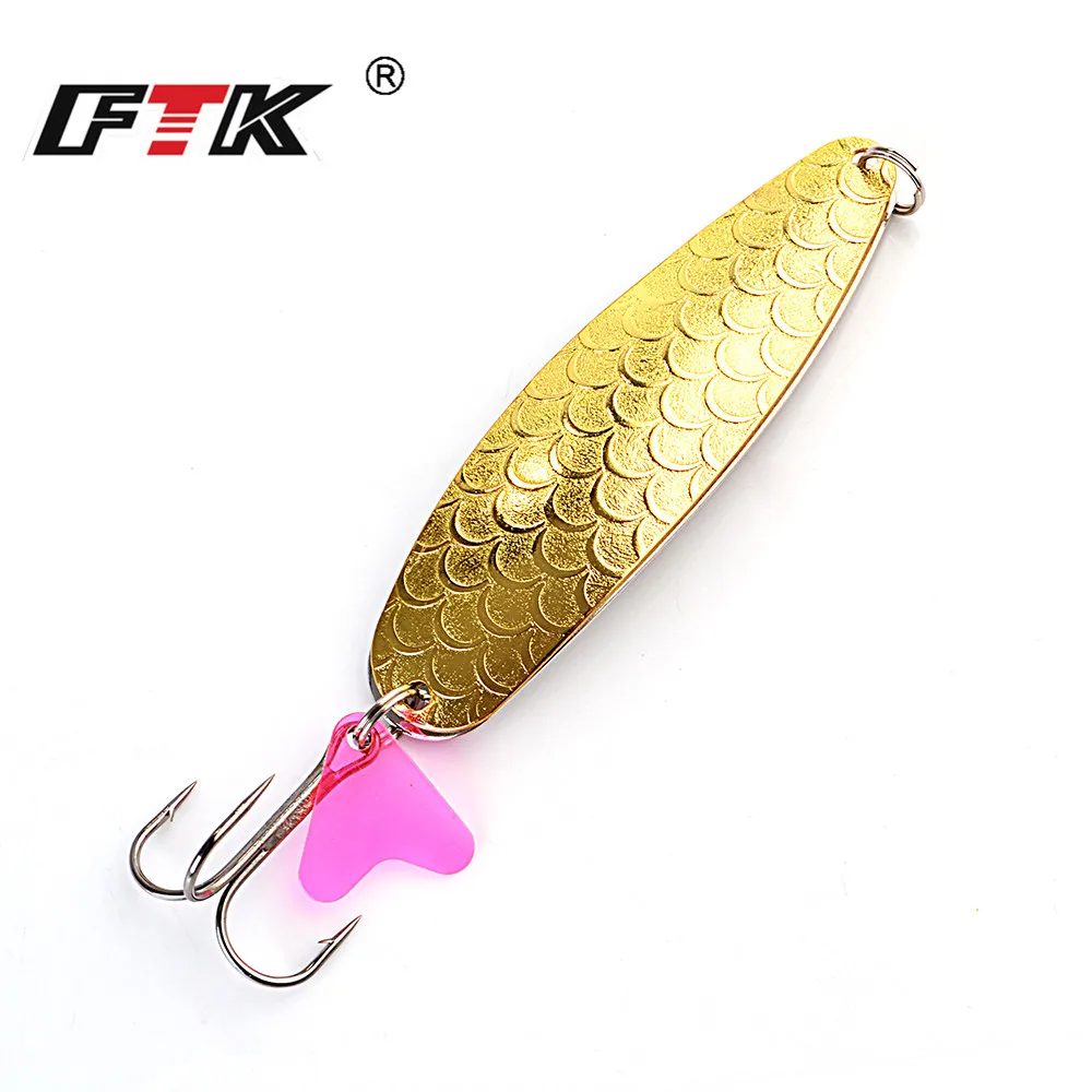 

FTK 1pc Metal Fishing Spinner 25g/30g/35g Pike Lure Hard Baits Spoon with Treble Hook Double Sequins Paillette Wobbler Tackle