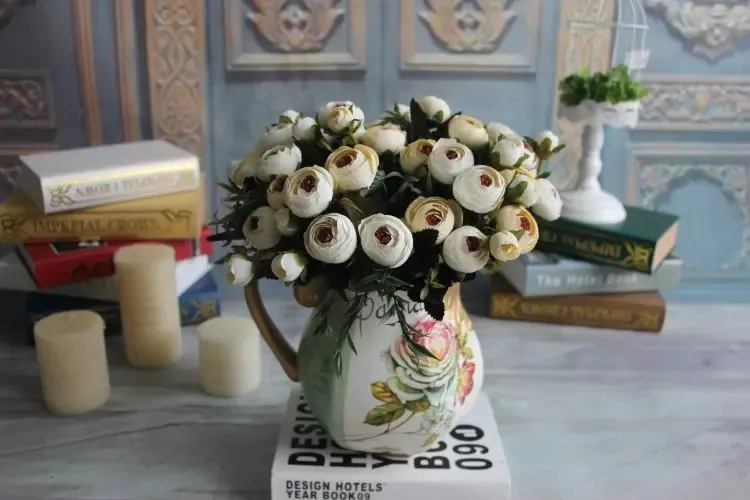 1 шт. искусственный цветок Шелковый цветок Искусственный лист роза искусственные растения для свадьбы домашний Декор Декоративные цветы 8DA