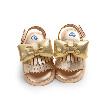 

Summer Girls Tassel Shoes Newborn Baby Sandals Big Bow Sandals for Girls Shoes Fringe PU Beach Shining Princess Sandals