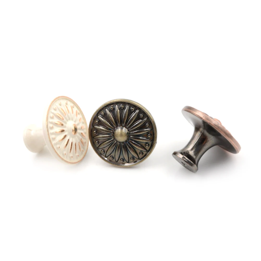 Zinc Alloy Handles Vintage Wardrobe Furniture Handle Drawer Pulls Retro Red Bronze Kitchen Cabinet Knobs Cupboard Door