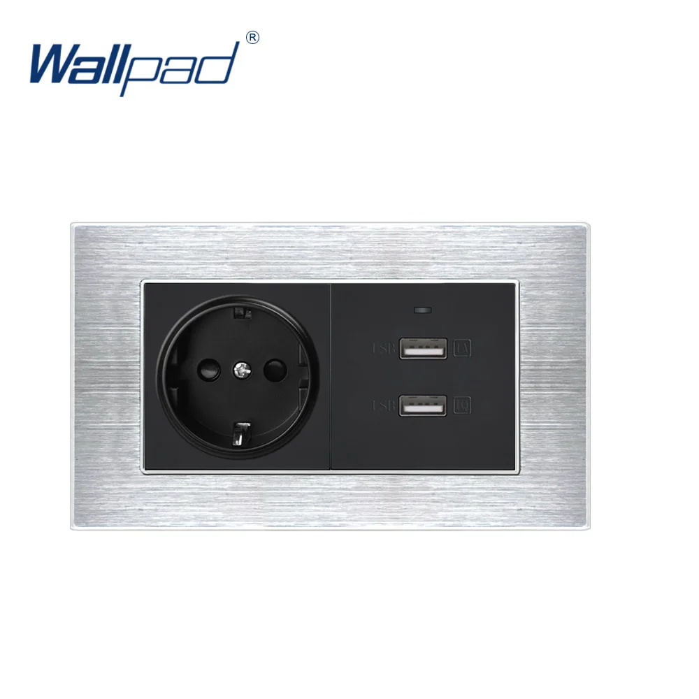 EU German Socket With 2 USB Charger Fast Charge Wallpad Luxury Wall