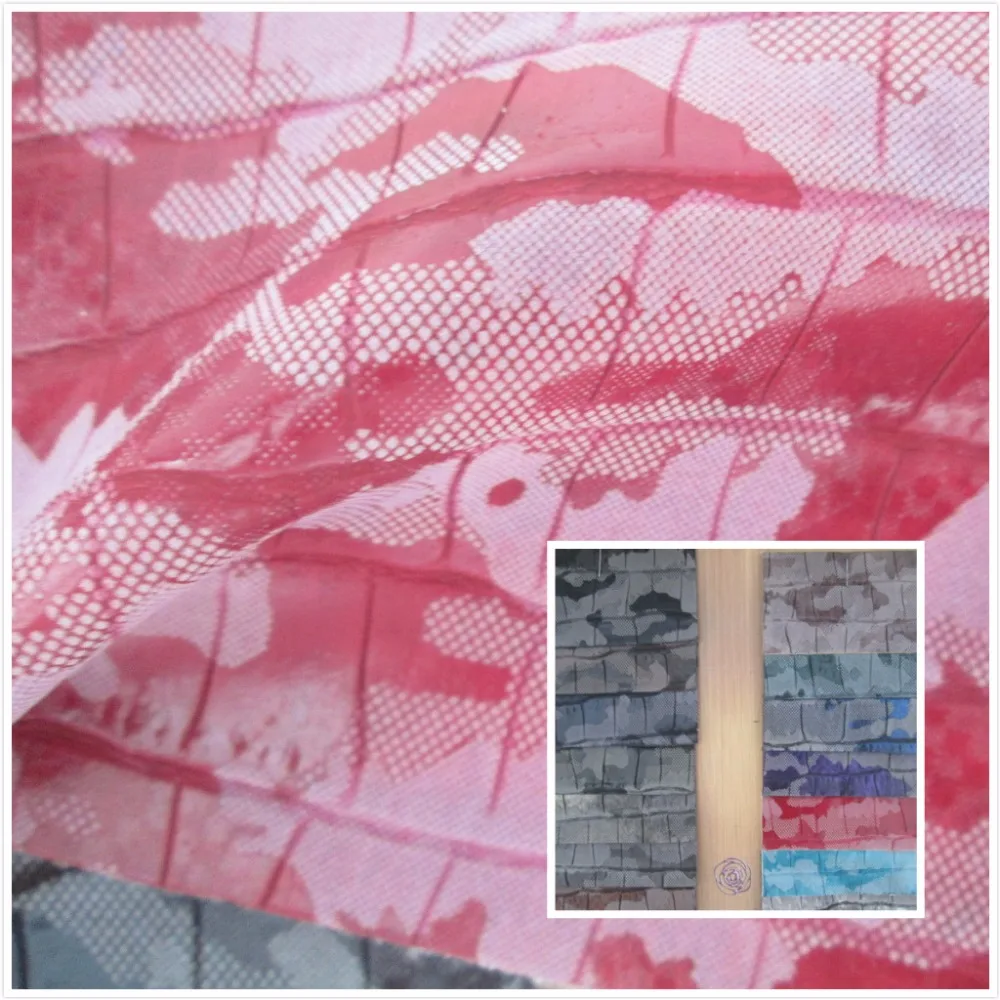 

crocodile grain Camouflage patten synthetic leather fabric semi pu faux leather textile fabric 18 color for bag decorative