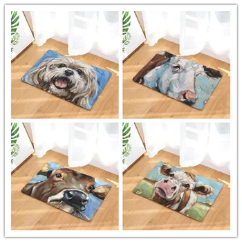 

new arrive welcome home hallway flannel mats cool animal pattern rugs rectangular waterproof light carpets for bedroom