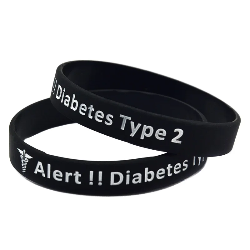 

OneBandaHouse 1PC Type 2 Diabetic Medical Alert Silicone Wristband Bracelet