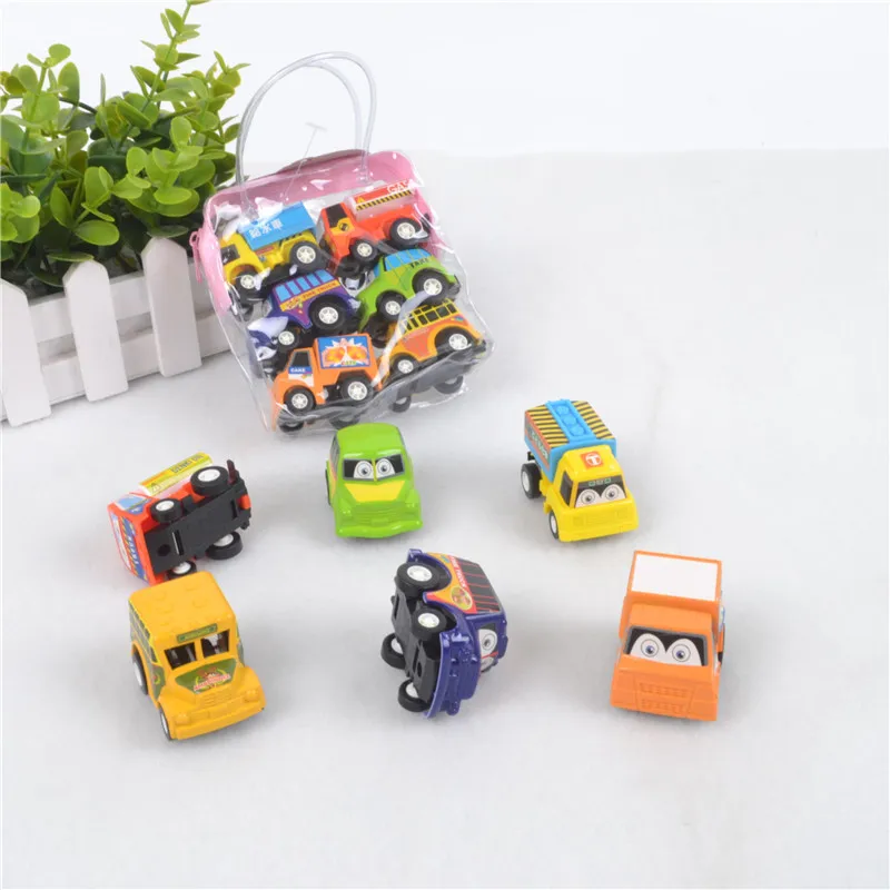 6pcs/set Toys Car Models Classic Boy Girl Truck Vehicle Kids Child Toy Mini Small Pull Back Car Toys For Toddler Children Gift