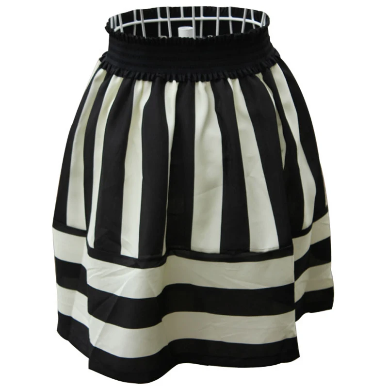 2018 Spring and summer black and white women skirts navy coarse stripe ...