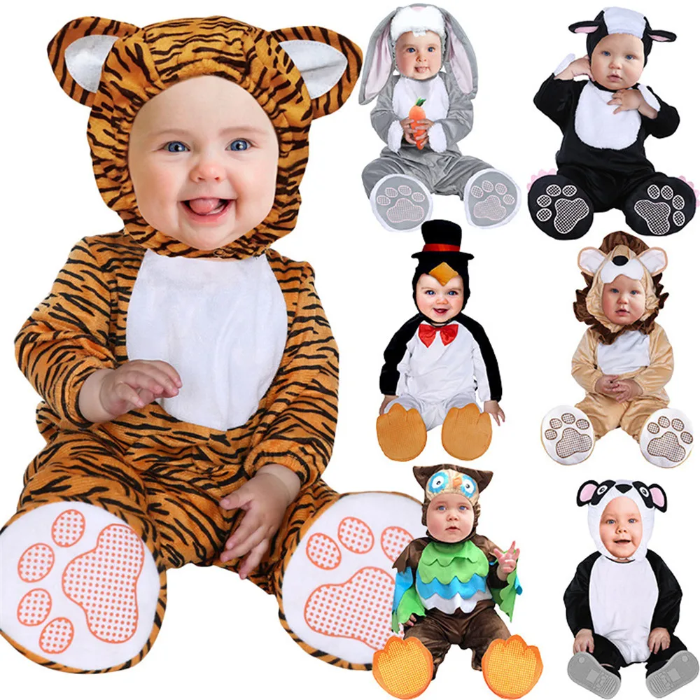 

Cosplay newborn crawling animal tiger lion bear Newborn BABY Clothes Jumpsuits Rompers for children boys girls Halloween costume