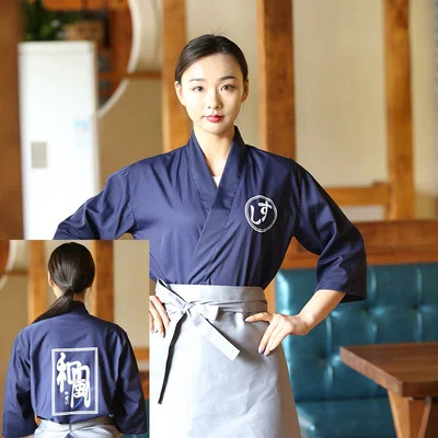 Унисекс Японский Корейский стиль Униформа шеф повара рубашка средний рукав кимоно суши Ресторан Кухня официанта Рабочая Униформа QJ06 - Цвет: top 5