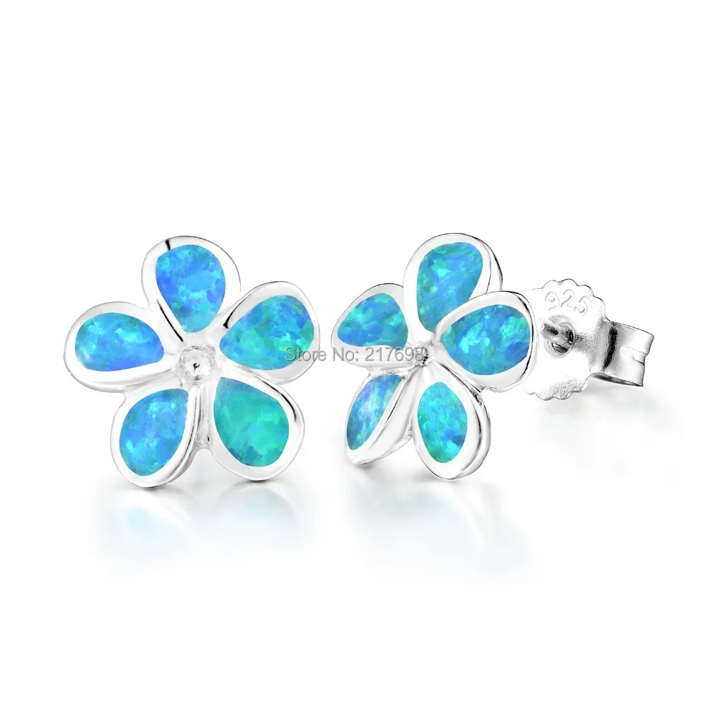 

DORMITH 925 sterling silver earrings synthetic opal for women Flower stup earrings rhodium plating fashion jewelry DE0178
