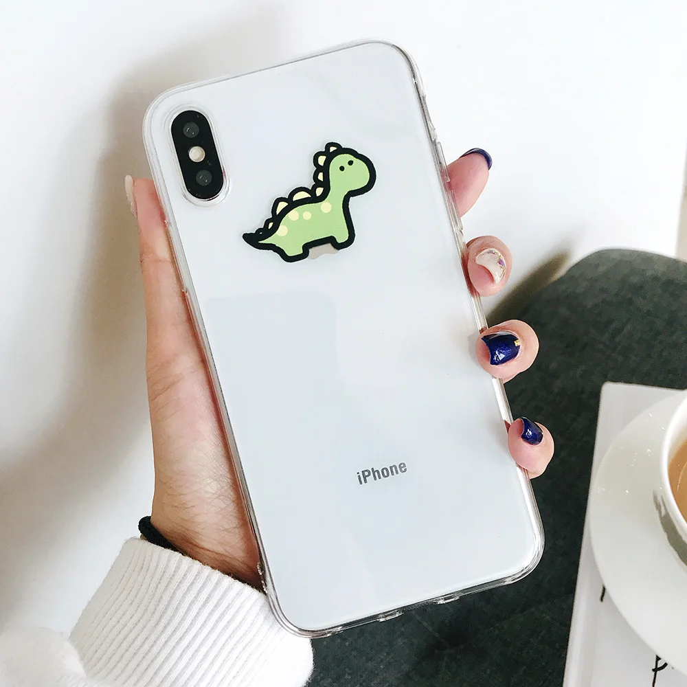 KIPX1072A_1_JONSNOW Transparent Soft Case For iPhone 6S 7 8 Plus Cute Funny Dinosaur Pattern Phone Cover For iPhone XS XR XS Max Capa Coque Fundas