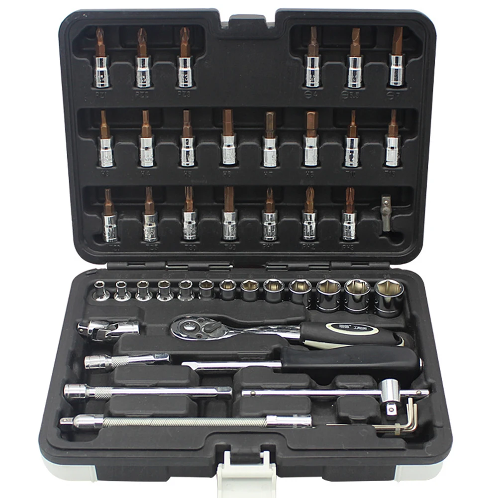 

46 Piece Tool Set for Auto Repair, General Household with Wrench and Plastic ToolBox,Socket Set Mechanic Tools