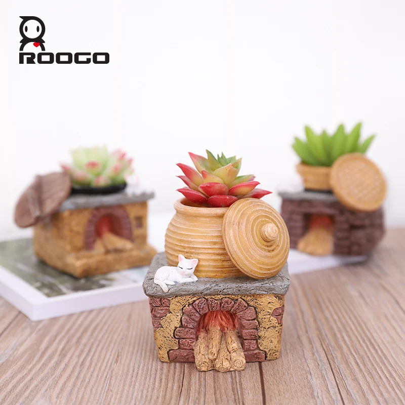 ROOGO смоляные цветочные горшки украшение для дома и сада креативный бонсай из