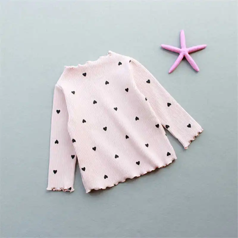 Г., новая зимняя футболка с длинными рукавами и круглым вырезом для маленьких девочек джемпер хлопковая Детская футболка с длинными рукавами - Цвет: Pink