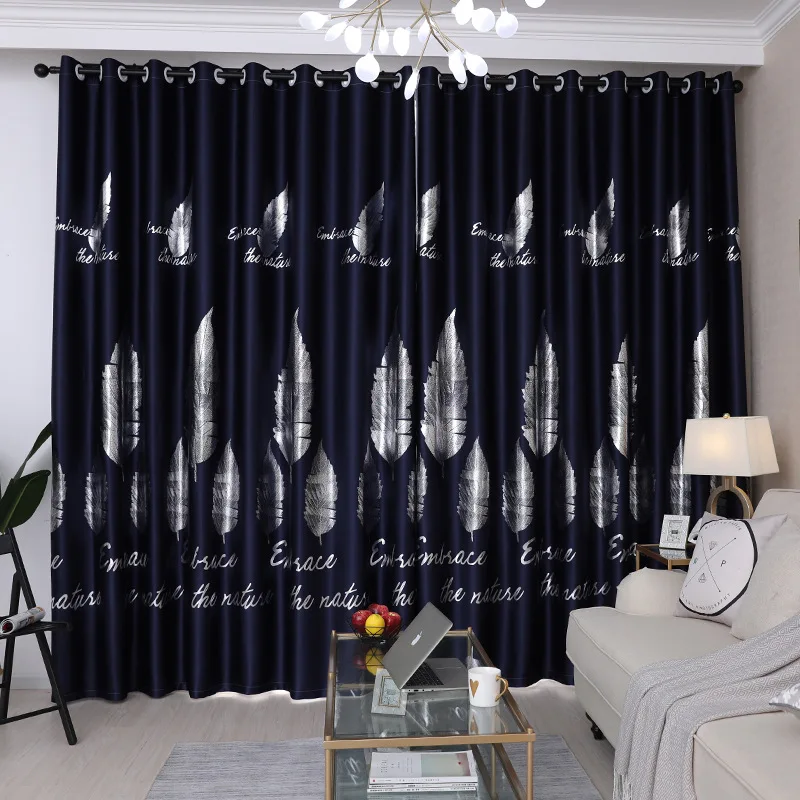 Щепка листья шторы для гостиная Синий Тюль Sheer ткань плотные зеленые окна спальня лечения шторы X512#30