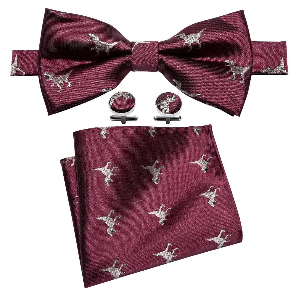 Модные мужские вечерние галстуки-бабочки из шелка с изображением Красного динозавра, Barry. Wang, набор бабочек, Прямая поставка, галстуки-бабочки для мужчин, LH-834
