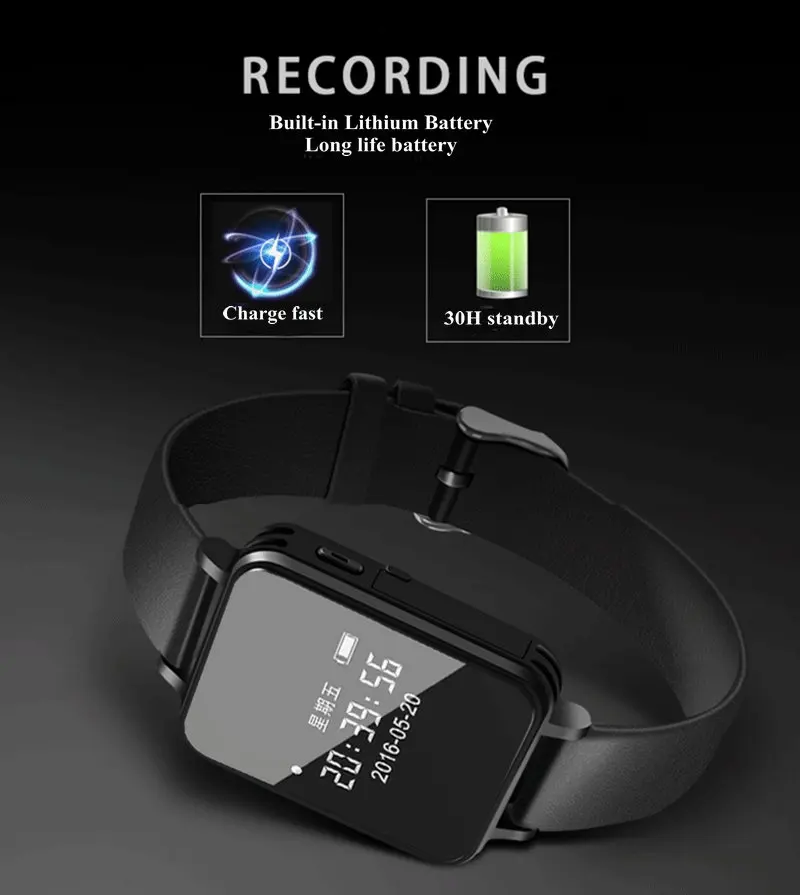 Vandlion цифровые диктофоны наручные часы браслет Бизнес аудио запись Диктофон MP3 длительный срок службы батареи звукозапись