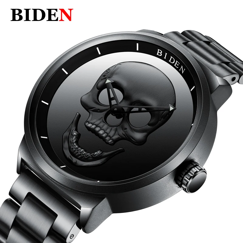 

BIDEN Men Watch Military Army Sport Man Clock Top Brand Luxury Stainless Steel Creative Skull Bracelet Quartz Man Watches Hot 00