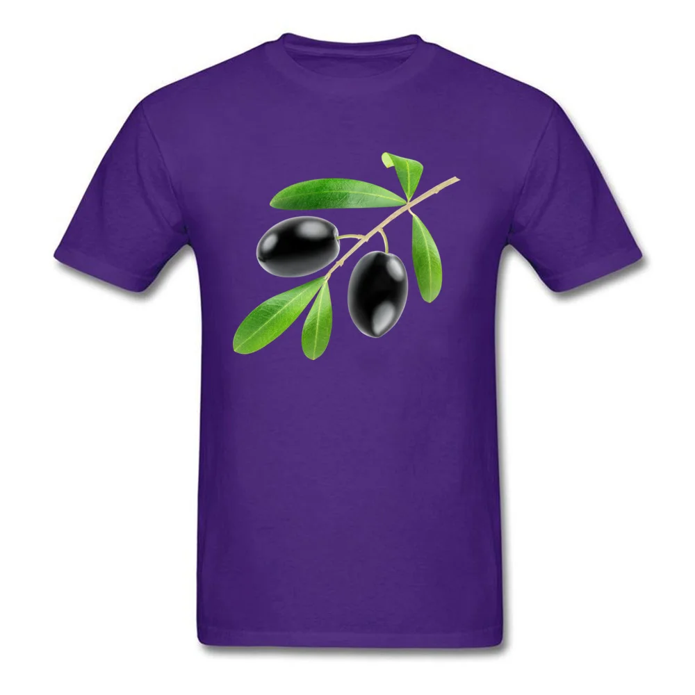 Cotton Men Short Sleeve Branch with black olives T Shirt Normal Tops Shirt Retro Family O-Neck Sweatshirts Drop Shipping Branch with black olives purple